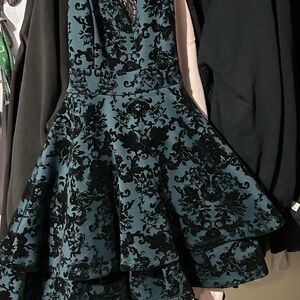 Windsor Black and Green A-Line Cocktail Dress